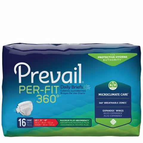 First Quality, Unisex Adult Incontinence Brief Prevail  Per-Fit 360Â° Tab Closure Medium Disposable Heavy Absorbency, Case Of 6