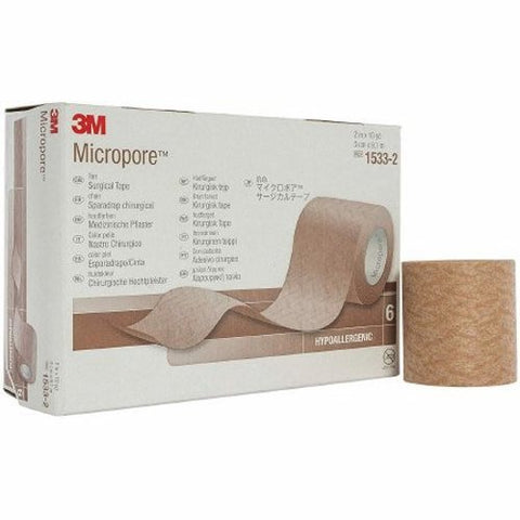 3M, Medical Tape Micropore Tan 2 Inch X 10 Yard Paper NonSterile, Box Of 6