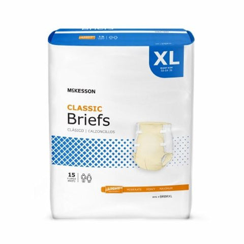 McKesson, Unisex Adult Incontinence Brief Classic X-Large Disposable Light Absorbency, Case Of 4