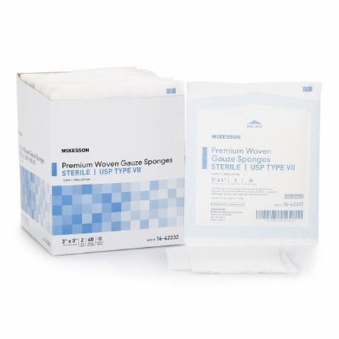 McKesson, USP Type VII Gauze Sponge McKesson Cotton 12-Ply 3 X 3 Inch Square Sterile, Box Of 40