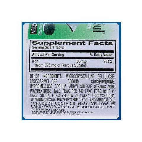 Major Pharmaceuticals, Mineral Supplement FeroSul Iron, 325 Mg, 100 Tabs Major Pharmaceuticals