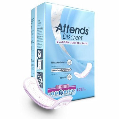 Attends, Bladder Control Pad Discreet Maximum 13 Inch Length Heavy Absorbency, Case Of 10