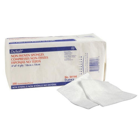 Derma e, NonWoven Sponge Dusoft Polyester / Rayon 4-Ply 4 X 4 Inch Square NonSterile, Pack Of 200