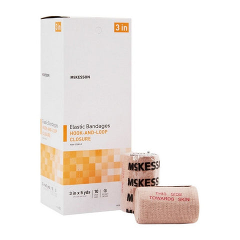 McKesson, Elastic Bandage 3 Inch X 5 Yard Single Hook and Loop Closure Tan 053, Case Of 5
