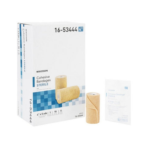 McKesson, Cohesive Bandage 4 Inch X 5 Yard Self-Adherent Closure Tan Sterile 16-53444, Count of 1