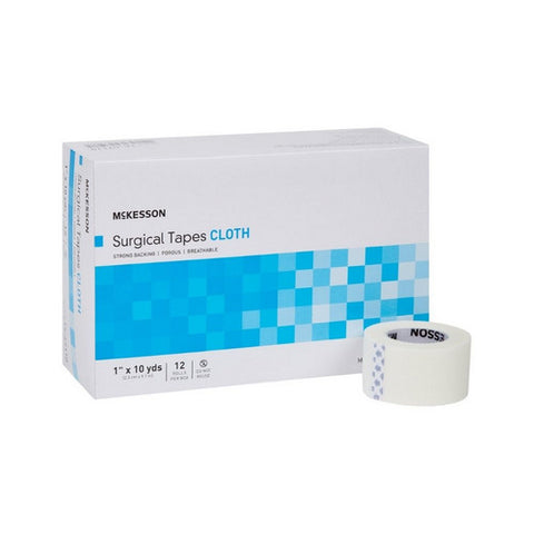 McKesson, Medical Tape White 1 Inch X 10 Yard Silk-Like Cloth NonSterile 16-47110, Box Of 12