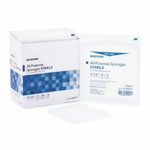 McKesson, Nonwoven Sponge 4 X 4 Inch 4-Ply Sterile 16-602317, Box Of 25
