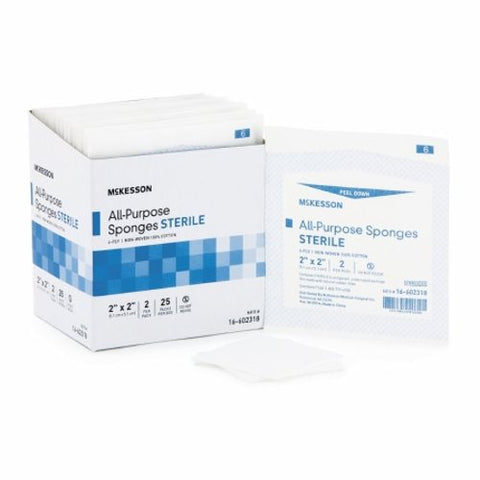 McKesson, Nonwoven Sponge 2 X 2 Inch 4-Ply Sterile 16-602318, Case Of 60