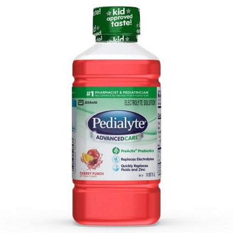 Abbott Nutrition, Pediatric Oral Electrolyte Solution Pedialyte  AdvancedCare Cherry Punch Flavor 1 Liter Bottle Ready, Case Of 8