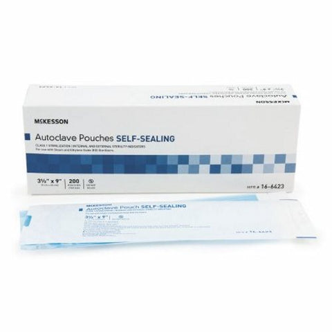 McKesson, Sterilization Pouch Ethylene Oxide Gas / Steam 3-1/2 X 9 Inch Transparent 16-6423, Case Of 10