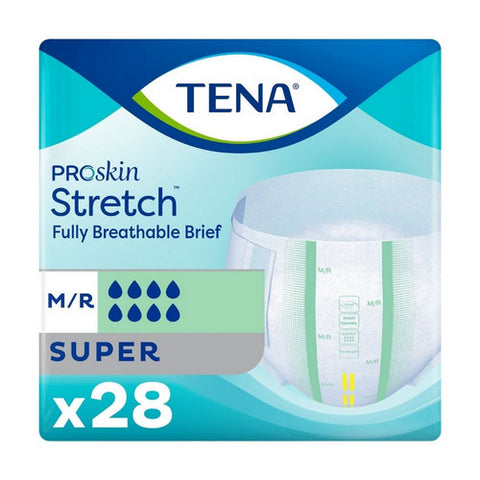 Tena, Unisex Adult Incontinence Brief TENA  Stretch Super Tab Closure Medium Disposable Heavy Absorbency, Count of 2