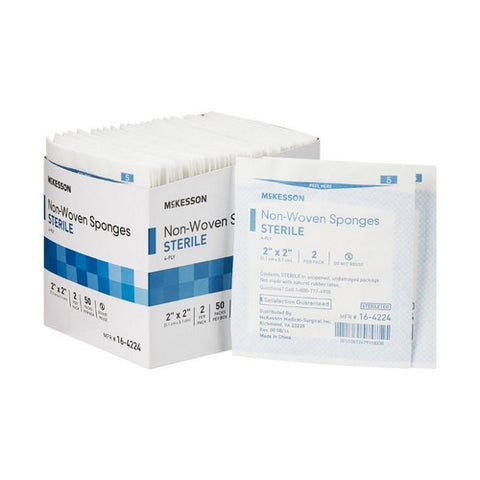 McKesson, NonWoven Sponge McKesson Polyester / Rayon 4-Ply 2 X 2 Inch Square Sterile, Case Of 30