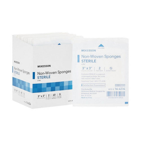 McKesson, NonWoven Sponge McKesson Polyester / Rayon 4-Ply 3 X 3 Inch Square Sterile, Case Of 30 McKesson
