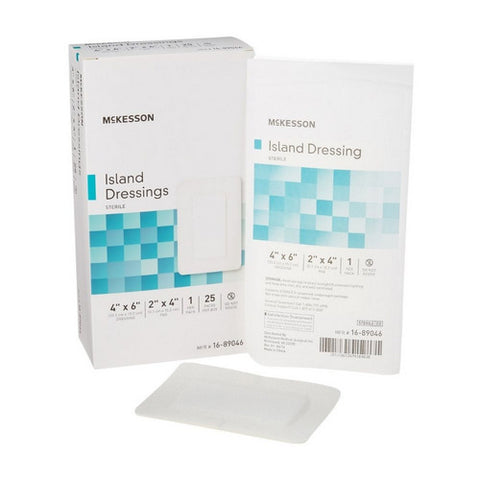 McKesson, Adhesive Dressing McKesson 4 X 6 Inch Polypropylene / Rayon Rectangle White Sterile, Box Of 25