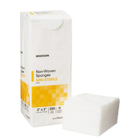 McKesson, Nonwoven Sponge 3 X 3 Inch 4-Ply NonSterile 93342000, Pack Of 200
