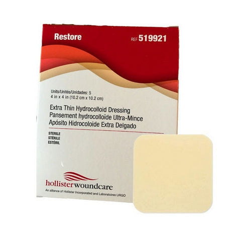 Hollister, Hydrocolloid Dressing Restore Extra Thin 4 X 4 Inch Square Sterile, Box Of 5