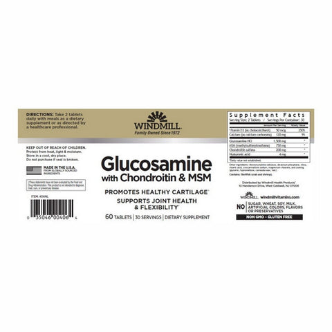 Windmill Health, Glucosamine with Chondrotin & MSM, 60 Tabs
