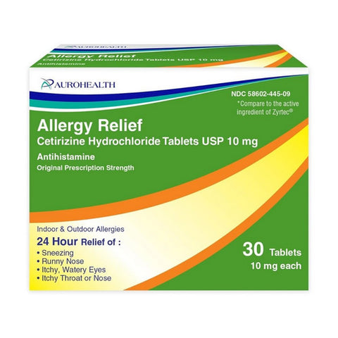 Auro Health, Cetirizine, 10mg, 30 Tabs