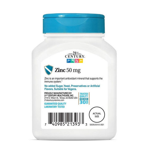 21st Century, Chelated Zinc, 50 Mg, 110 Tabs