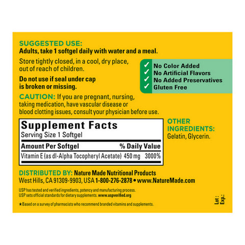 Nature Made, Vitamin E DL-Alpha, 400 IU, 60 Soft gels