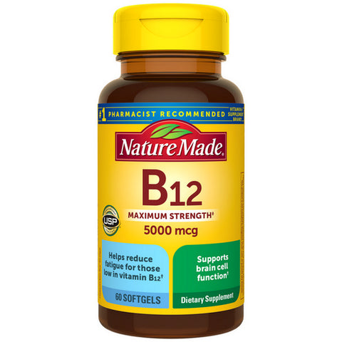 Nature Made, Vitamin B12, 5000mcg, 60 Soft gels
