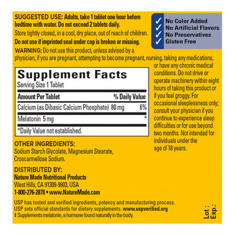 Nature Made, Melatonin Extra Strength, 5 Mg, 90 Tabs