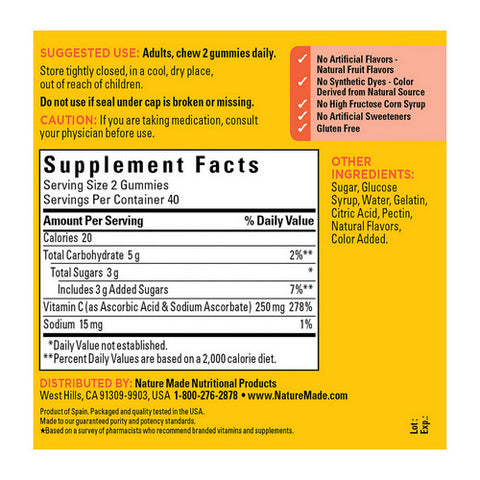 Nature Made, Vitamin C, 250mg, 80 Gummies