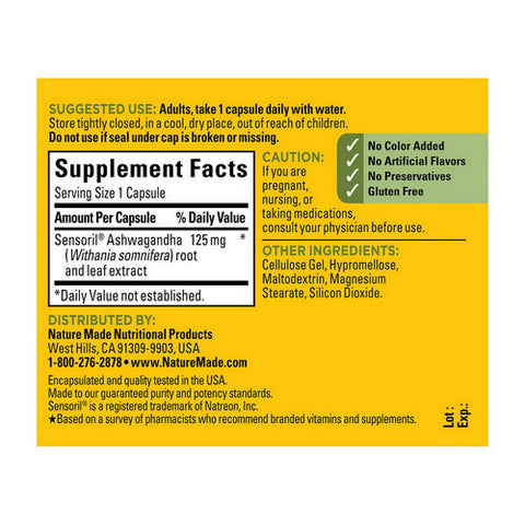 Nature Made, Ashwagandha, 60 Count
