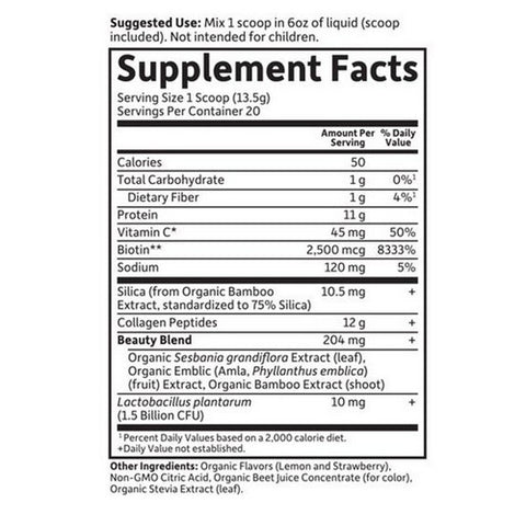 Garden of Life, Grass Fed Collagen Beauty Powder, Strawberry Lemonade, 9.52 Oz