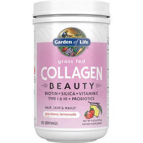 Garden of Life, Grass Fed Collagen Beauty Powder, Strawberry Lemonade, 9.52 Oz