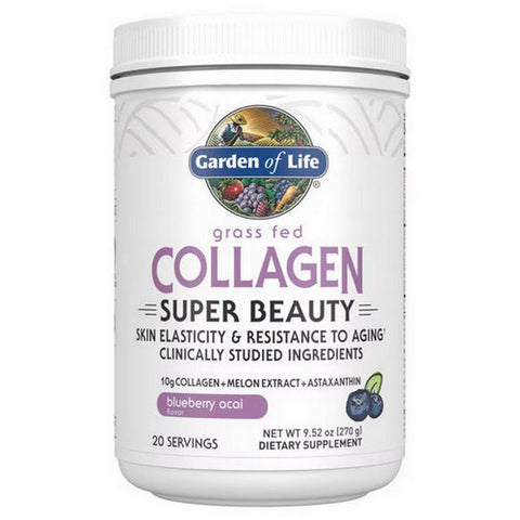 Garden of Life, Collagen Super Beauty Powder, Blueberry Acai, 270 Grams Powder