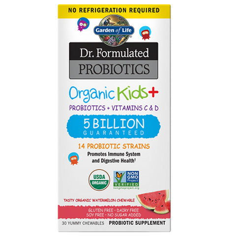 Garden of Life, Dr. Formulated Probiotics Organic Kids + 5 Billion CFU, Watermelon, 30 Chewable Tabs Garden of Life