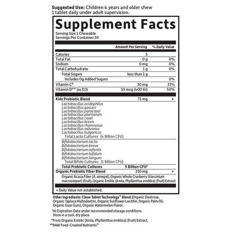 Garden of Life, Dr. Formulated Probiotics Organic Kids + 5 Billion CFU, Watermelon, 30 Chewable Tabs Garden of Life