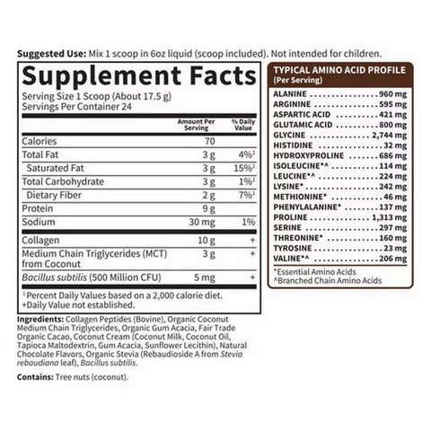 Garden of Life, Collagen Coconut MCT Powder, Chocolate, 420 Grams