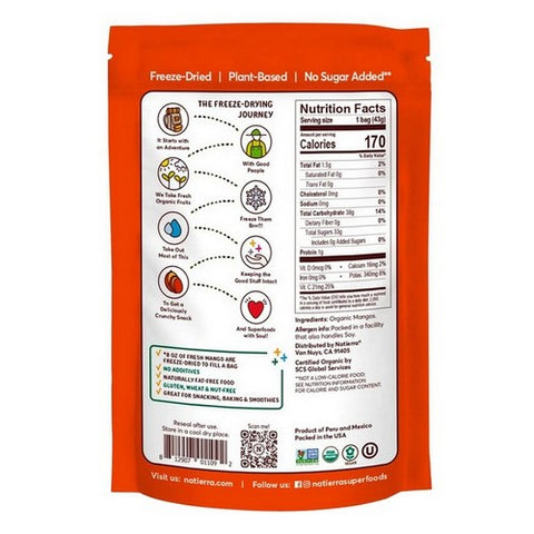 Natierra, Organic Freeze Dried Mangos, 1.5 Oz(Case Of 12)
