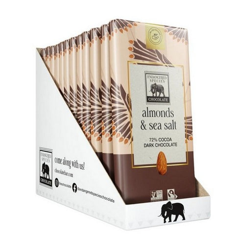 Endangered Species, Dark Chocolate With Sea Salt And Almonds, 3 Oz(Case Of 12)