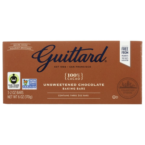 Guittard, Chocolate Unsweetend Baking Bar, 6 Oz(Case Of 12)