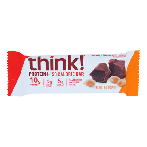 Think!, Chunky Chocolate Peanut Lean Protein and Fiber Bar, Case of 10 X 1.41 Oz