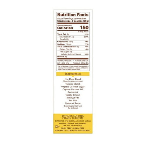 Simple Mills, Toasted Pecan Crunchy Cookies, 5.5 Oz(Case Of 6)