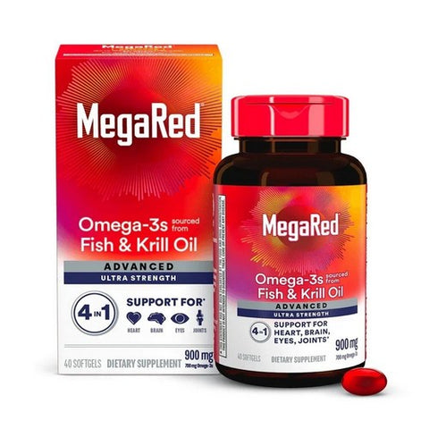 Schiff, Advanced 4 In 1 Omega-3 Fish Oil + Krill Oil Extra Strength, 900 Mg, 40 Softgels
