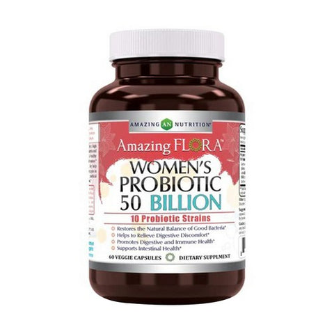 Amazing Nutrition, Amazing Flora Women's Probiotic 10 Strains 50 Billion, 60 Veg Caps
