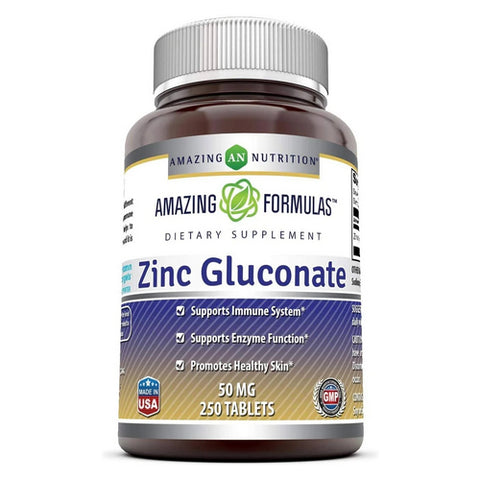Amazing Nutrition, Amazing Formulas Zinc Gluconate, 50 mg, 250 Tabs
