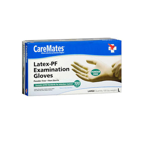 Caremates, Latex-Pf Examination Gloves Large, 100 Each