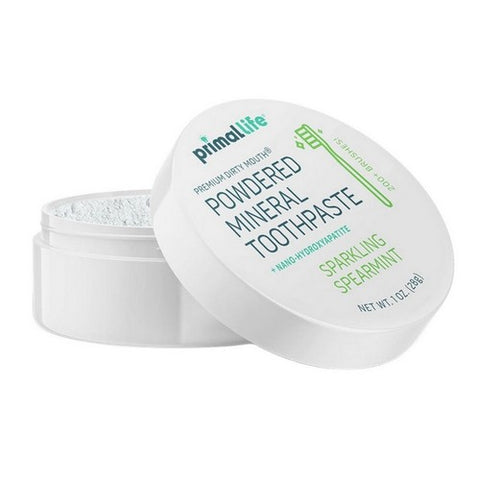 Primal Life Organics, Powdered Mineral Toothpaste With Nano-Hydroxyapatite Sparkling Spearmint, 1 Oz