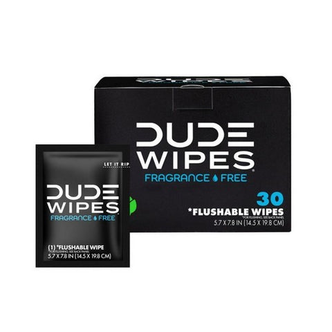 Dude Wipes, Fragrance Free On The Go Flushable Personal Wipes, 30 Count