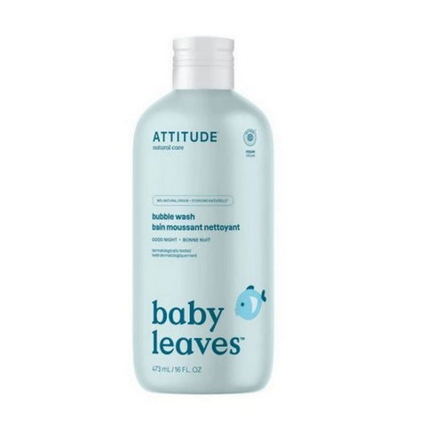 Attitude, Baby Leaves Bubble Wash Night Almond Milk, 16 Oz