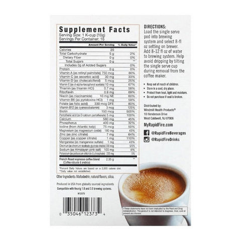 Rapid Fire, Vitamin Brew Vitamin Enhanced Coffee Pods, 16 Count Rapid Fire