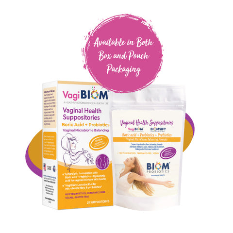 VagiBiom Boric Acid + Probiotics Suppository 5 Count by Biom Probiotics