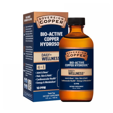 Sovereign Silver, Copper Hydrosol 10 ppm Flat Cap, 4 Oz