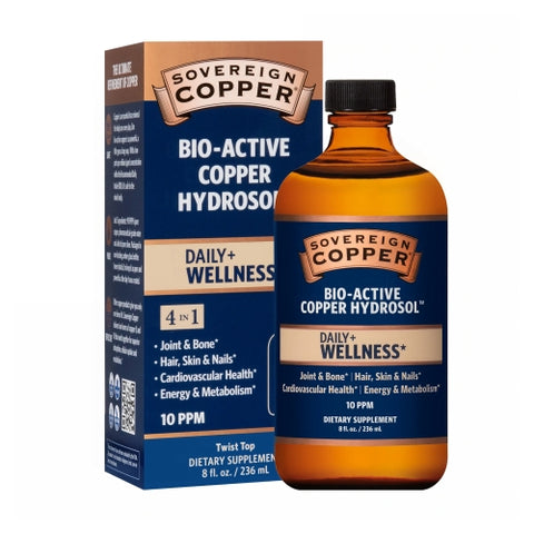 Sovereign Silver, Copper Hydrosol 10 ppm Flat Cap, 8 Oz